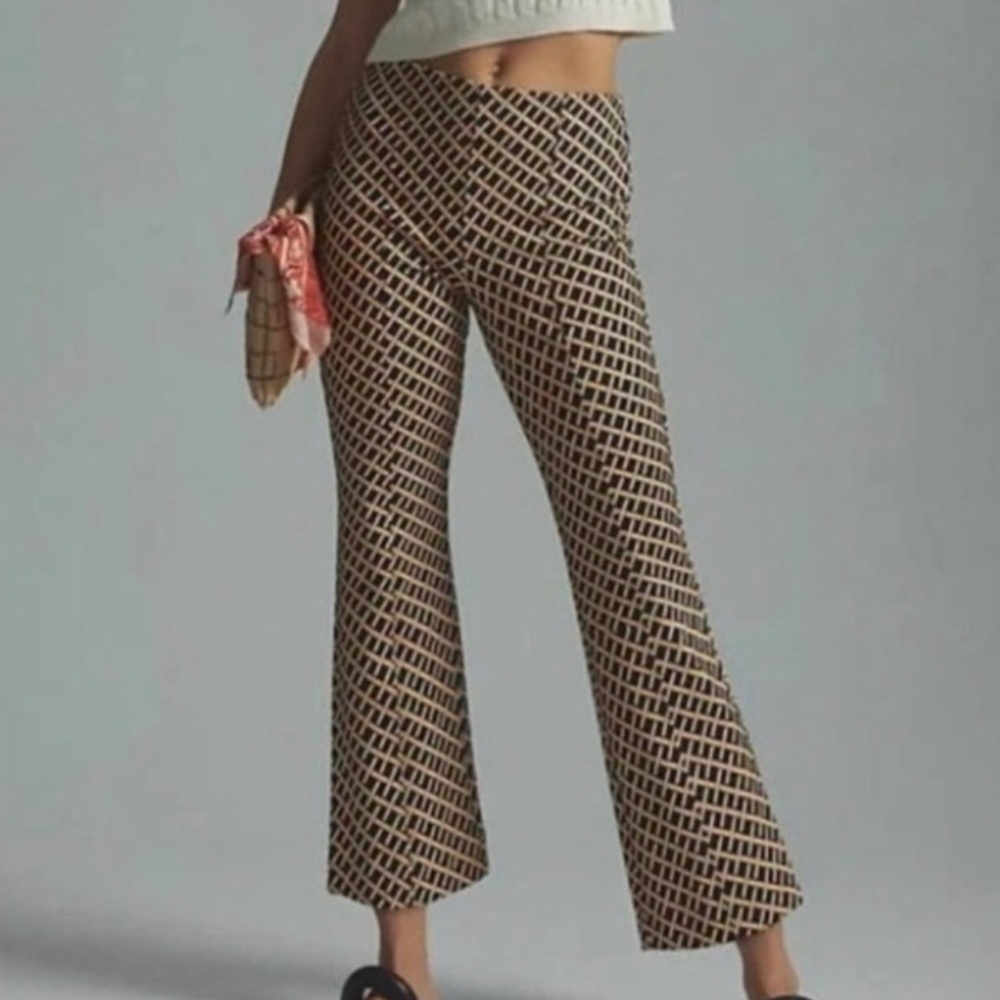 Anthropologie Maeve Black and Tan Patterned Pants ST